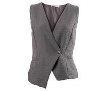 Amazhiyu Anzugweste Damen, Leinenweste Kurz Ärmellos Westen, V-Ausschnitt Leinen DamenWesten Vintage Sommer Weste, Knopfleiste, Regular Fit, Grau, L