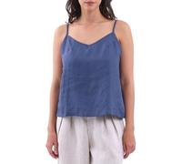 Amazhiyu Damen Leinen Tops Sommer Ärmellos Spaghetti Trägershirt Blumendruck Crop Tanktop V-Ausschnitt Sommertop Tshirt Trägertop Blusentops Basic Oberteil Top Vest, Dunkelblau, M