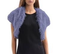 Amazhiyu Fell Brautjacke, Kurzarm Brautstola Bolero Damen, Crop Hochzeitsjacke Kunstpelz Stola, Kurz Kunstfell Winter Jacke Cardigan Offen Front für Abendkleid Hochzeit Festlich, Lila, S