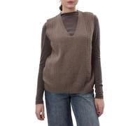 Amazhiyu Pullunder Damen Ärmellos Wolle Strickweste V-Ausschnitt Pullover Strickpullover Sweater Strick Top Herbst Winter Vest, Braun, L