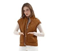 Amazhiyu Steppweste Damen Weste Leicht Damenwesten Kurz Herbst Winter Stehkragen Westen Ärmellos Jacke Warme Gepolstert Winterweste Vest Gilet Blazer Mit Taschen, Braun, M