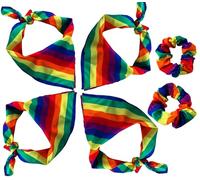 Amazleer 4 Stück Regenbogen Kopftuch, 2 Rainbow Haarschmuck Haarband, Regenbogen Tuch, Pride Outfit Regenbogen Bandana, Pride Zubehör Accessoires, Christopher Street Day Zubehör (Regenbogen, Onesize)