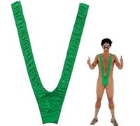 Amazleer Herren String Mankini, V-Form Badeanzug, Klassisch, Lustiger Borat Tanga Schwimmen Unterwäsche (DE/NL/SE/PL, Alphanumerisch, S, M, Regular, Regular, Grün)