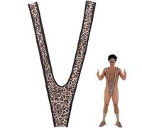 Amazleer Herren String Mankini, V-Form Badeanzug, Klassisch, Lustiger Borat Tanga Schwimmen Unterwäsche (DE/NL/SE/PL, Alphanumerisch, S, M, Regular, Regular, Leopardenmuster)