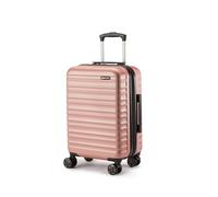 Amazon Basics Erweiterbarer Hartschalen-Kabinenkoffer - ABS-Reisegepäck mit 4 Spinner-Doppelrollen - Kratzfeste und leichte Konstruktion - 37,5cm x 25,5cm x 55,0cm - Roségold