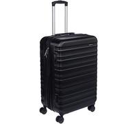 Amazon Basics Erweiterbarer Hartschalenkoffer - ABS-Reisegepäck mit 4 Spinner-Doppelrollen - Kratzfeste und leichte Konstruktion - 45,1cm x 28,6cm x 68,0cm - Schwarz