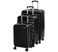 Amazon Basics Erweiterbares Hartschalengepäck-Set (S + M + L) - ABS-Reisegepäck mit 4 Spinner-Doppelrollen - Kratzfeste und leichte Konstruktion - Schwarz