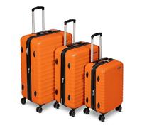 Amazon Basics Erweiterbares Hartschalengepäck-Set (S + M + L) - ABS-Reisegepäck mit 4 Spinner-Doppelrollen - Kratzfeste und leichte Konstruktion - Gebranntes Orange
