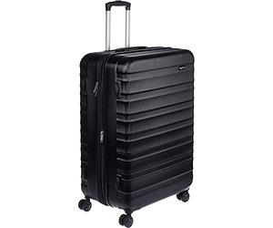 Amazon Basics Hartschalen-Koffer Groß - Erweiterbares ABS-Reisegepäck mit 4 Doppel-Spinnerrädern - Kratzfest und Leicht - 78 x 52,6 x 32cm - Schwarz