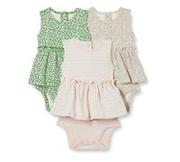 Amazon Essentials Baby Mädchen Ärmellose Bodysuit-Kleider, 3er-Pack, Salbeigrün Streublumen/Streifen, 0 Monate