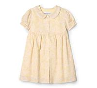 Amazon Essentials Baby-Mädchen, Peter-Pan-Passform und ausgestelltes Baumwoll-Satin-Kleid, Hellgelb, zartes Blumenmuster, 0-3 Monate