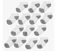 Amazon Essentials Big Boy's 14-Pack Cotton Low Cut Sock Sockshosiery, White/Grey Heather Heel, Toe, 5 1/2 to 8 1/2