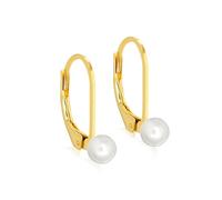 Amazon Essentials Creolen aus Sterlingsilber, gelbvergoldet, mit Süßwasserperle, Hebelverschluss