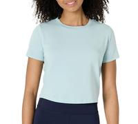Amazon Essentials Damen Active Soft Cotton Leichtes Bauchfreies Yoga-Workout-T-Shirt mit Rundhalsausschnitt und Kurzen Ärmeln, Hellblau, XL