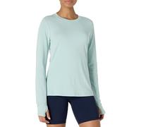 Amazon Essentials Damen Active Soft Cotton Leichtes Yoga-Workout-T-Shirt mit Rundhalsausschnitt und Langen Ärmeln, Regular Fit, Hellblau, XL