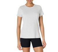Amazon Essentials Damen Active Soft Cotton Leichtes Yoga-Workout-T-Shirt mit Rundhalsausschnitt und Kurzen Ärmeln, Regular Fit, Hellgrau Meliert, XS