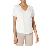 Amazon Essentials Damen Active Soft Cotton Leichtes Yoga-Workout-T-Shirt mit V-Ausschnitt und Kurzen Ärmeln, Relaxed Fit, Weiß, XS