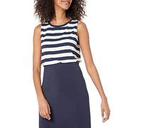 Amazon Essentials Damen Ärmelloses Muskel-Tanktop mit lockerer Passform, Marineblau Weiß Platzierter Streifen, XXL