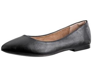 Amazon Essentials Damen Ballerinas mit spitzem Zehenbereich, schwarzes Kunstleder, 41 EU