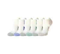 Amazon Essentials Damen Bequeme gepolsterte und atmungsaktive Funktions-No-Show-Socken aus Baumwolle für den Sport, 6 Paar, Grünblau/Purpur, 38.5-43