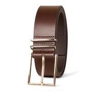 Amazon Essentials Damen Feiner Gürtel aus Leder mit raffinierter Schnalle, Braun, L