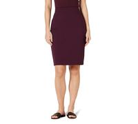Amazon Essentials Damen Figurbetonter Bleistiftrock in Überknielänge aus Ponte-Stoff zum Hineinschlüpfen, 57,2cm Länge, Burgunderrot, S