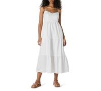 Amazon Essentials Damen Fit and Flare Empire-Taille Baumwollsatin gestuftes Maxikleid Weiß Größe L