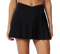 Amazon Essentials Damen Funktionaler, plissierter Tennisrock aus dehnbarem Gewebe mit integrierten Shorts und Taschen, Schwarz, S