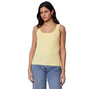 Amazon Essentials Damen Geripptes Henley-Tanktop mit schmaler Passform, Pastellgelb., L