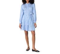 Amazon Essentials Damen Gestuftes Regular-Fit-Hemdblusenkleid aus Baumwollsatin, Blau Weiß Streifen, XXL