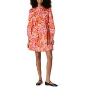 Amazon Essentials Damen Gestuftes Regular-Fit-Hemdblusenkleid aus Baumwollsatin, Kräftiges Mohnrot Zartrosa Mehrfarbig Folk-Blumenmuster, XXS