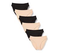 Amazon Essentials Damen Höschen High Cut, 6er Pack, Schwarz/Weiches Blütenblatt, 12