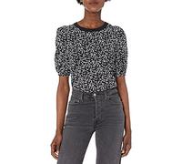 Amazon Essentials Damen Klassische Passform Puff Kurzarm Rundhalsausschnitt T-Shirt Schwarz Weiß Abstraktes Tier Medium