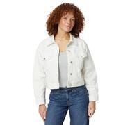 Amazon Essentials Damen Kurz Geschnittene Jeansjacke mit Stretch-Denim, Weiß, L