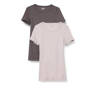 Amazon Essentials Damen Kurzärmeliges Long-T-Shirt mit Rundhalsausschnitt, Slim Fit, Pack of 2