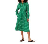 Amazon Essentials Damen Langärmliges Midi-Hemdkleid aus Georgette, Grün Weiß Floral, L