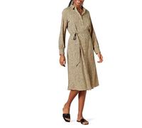 Amazon Essentials Damen Langärmliges Midi-Hemdkleid aus Georgette, Taupe Leopardenmuster, L