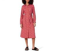 Amazon Essentials Damen Langärmliges Midi-Hemdkleid aus Georgette, Tomatenrot Streublumen, XL