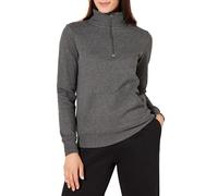 Amazon Essentials Damen Langarm-Oberteil aus Fleece mit Viertelreißverschluss (in Übergröße erhältlich), Dunkelgrau Meliert, L