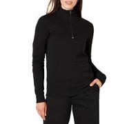 Amazon Essentials Damen Langarm-Oberteil aus Fleece mit Viertelreißverschluss (in Übergröße erhältlich), Schwarz, XL