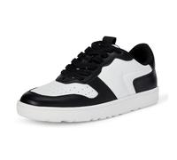 Amazon Essentials Damen Low Top Court Sneaker, Weiß Schwarz, 39 EU