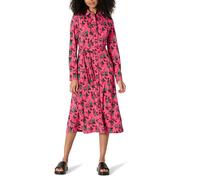 Amazon Essentials Damen Mittellanges Kleid Aus Mattem Jersey, Normale Passform, Intensive Rosa Leafy Floral Ditsy, XXL