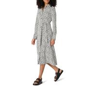 Amazon Essentials Damen Mittellanges Kleid Aus Mattem Jersey, Normale Passform, Schwarz Elfenbein Geometrisch, XXS