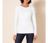 Amazon Essentials Damen Regular-Fit Langarm-T-Shirt Rundhalsausschnitt (In Übergröße Erhältlich), Weiß, XL