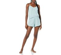 Amazon Essentials Damen Schlafanzug aus Jersey-Strick mit Trägerhemdchen und Shorts, Staubblau, L