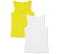Amazon Essentials Damen Schmal Geschnittenes Tanktop Mit Quadratischem Ausschnitt, 2er-Pack, Weiß/Zitronengelb, L
