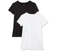 Amazon Essentials Damen Schnelltrocknendes Kurzärmliges Sport-T-Shirt aus Tech Stretch mit Rundhalsausschnitt, 2er-Pack, Grellweiß/Schwarz, XXL