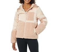Amazon Essentials Damen Sherpa-Fleece-Pufferjacke Mit Kapuze Und Durchgehendem Reißverschluss, Zartrosa, M