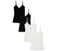 Amazon Essentials Damen Slim-Fit Knit V-Neck Layering Cami (erhältlich in Übergröße), 4er-Pack, Schwarz/Weiß, Large