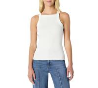 Amazon Essentials Damen Slim-Fit-Kurzarm-Rippshirt, Tanktop mit Stretchanteil und Hohem Ausschnitt, Formstabil, Weiß, L